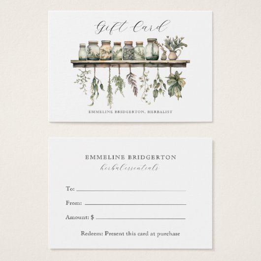 Herbalist Gift Certificate (Devant & derrière)