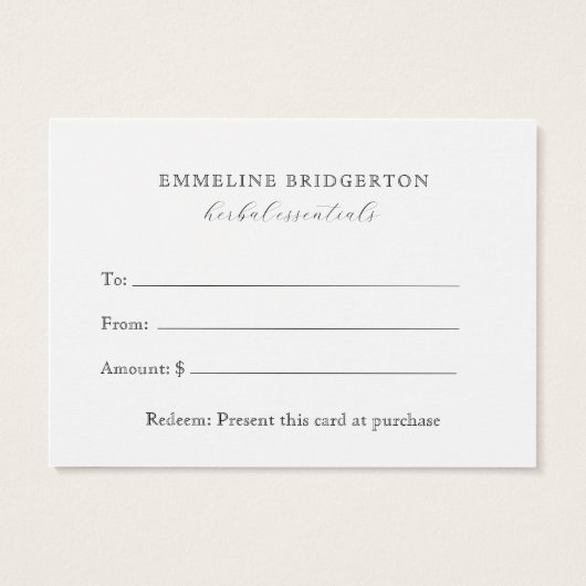 Herbalist Gift Certificate (Dos)