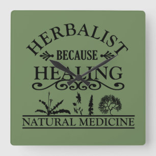 Herbalist natuurlijke geneeskunde soorten kruiden vierkante klok