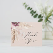 Herbe Boho Pampas | Carte de remerciements de pêch (Debout devant)