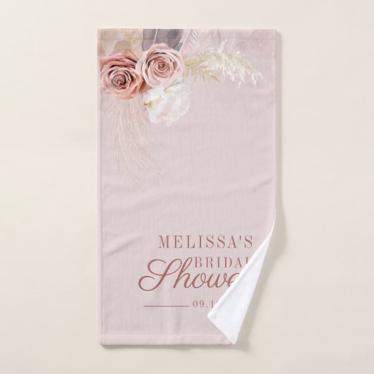 Herbe de la Pampa Floral Script Fête de Mariage (Serviette à main)
