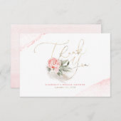 Herbe de Pampa Élégante Fleurs Roses Merci (Devant / Derrière)