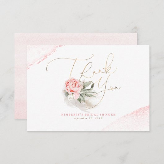 Herbe de Pampa Élégante Fleurs Roses Merci (Devant / Derrière)