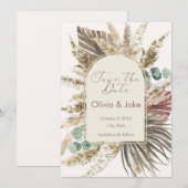 Herbe de Pampas Sage Faire-Part de Date | Bohème R (Devant / Derrière)