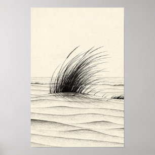 Herbe de plage soufflée sur affiches monochromes d