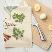 Herbes et épices Serviette de cuisine (Quart Plié)
