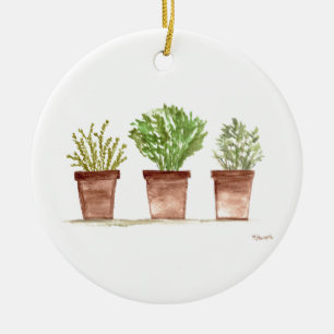 Herbes sauge, romarin, thym ornement en céramique