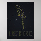 Herbevestiging poster origami parrot. (Voorkant)