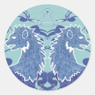 Herbewerking van vintage leeuwen met krullen ronde sticker