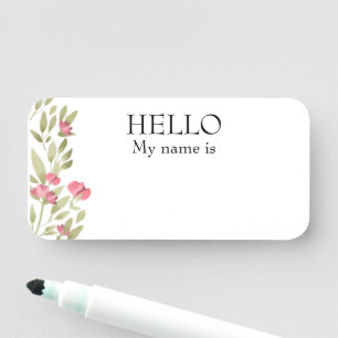 Herbruikbare 'Dry Erase' Hello Bloemige Bloemen Naamplaatje
