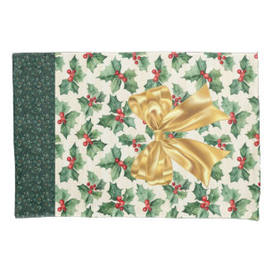 Herbruikbare Kerstcadeau Wrap - Bag Green Holly Kussensloop