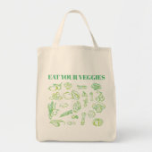 Herbruikbare Kruidenier Canvas tas met Plantaardig (Voorkant)