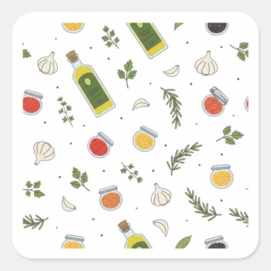 Herbs and Spices Pattern Design Sticker (Voorkant)