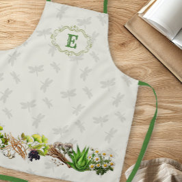 Herbs Dragonflies Monogram Initiaal Schort