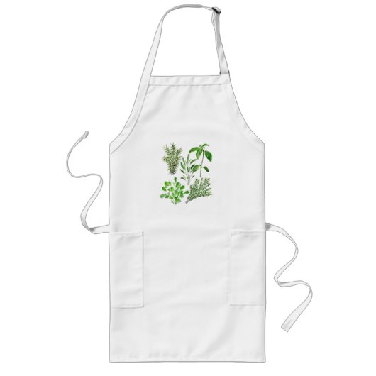 Herbs Rosemary Sage Thyme Mint Parsley Kitchen Lang Schort (Voorkant)
