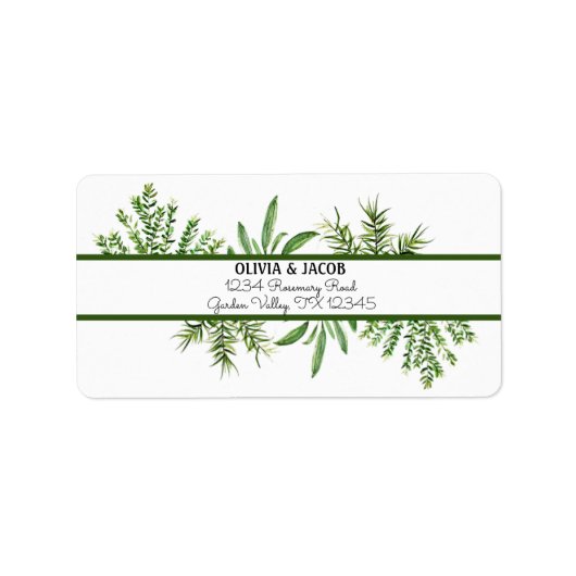 Herbs Rosemary Thyme Botanical Greenery Wedding Etiket (Voorkant)
