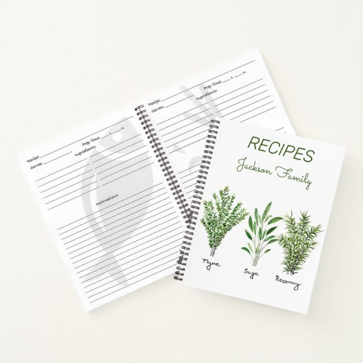 Herbs Rosemary Thyme Rustic Cookbook Notitieboek (Binnen)