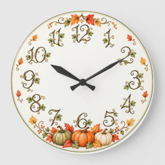 Herbstliche Wanduhr mit Kürbissen & Blättern Grote Klok