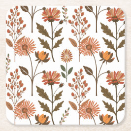 Herbstliches Blumenarrangement Vierkante Kartonnen Onderzetter