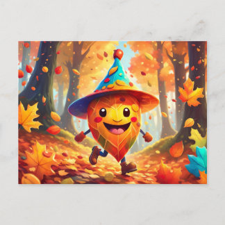 Herbstwald mit lachendem Männlein Briefkaart