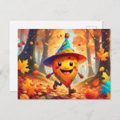 Herbstwald mit lachendem Männlein Briefkaart (Voorkant / Achterkant)