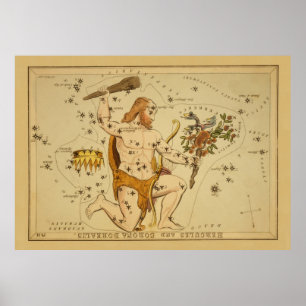 Hercules -  Astronomisch Star Chart Afbeelding Poster