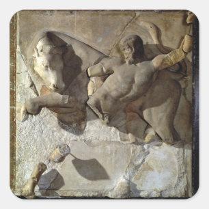 Hercules Fighting the Cretan Bull, een van de seri Vierkante Sticker