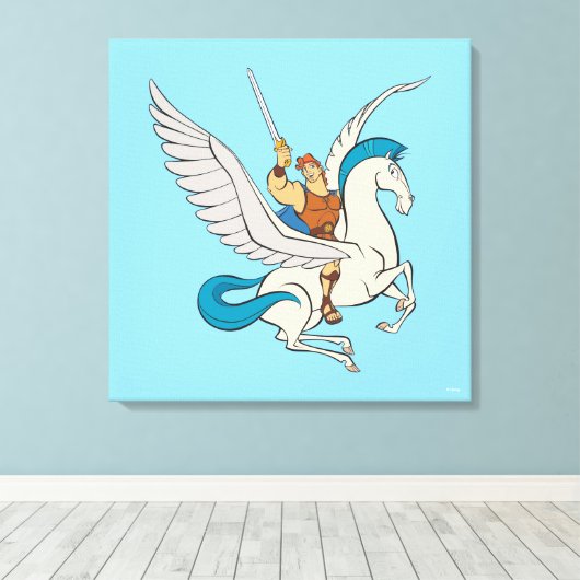 Hercules Riding Pegasus Canvas Print (Insitu (Houten vloer))