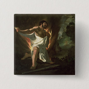 Hercules Tearing the Burning Robe, c.1634 Vierkante Button 5,1 Cm