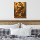 Hercules vecht tegen leeuw met Nemean Pelt Canvas Afdruk (Insitu (Slaapkamer))