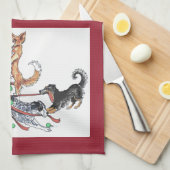 Herdehond Kerstkeukenhanddoeken Theedoek (Quarter Fold)