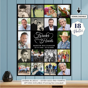 Herdenking 18 Foto Collage Voor altijd in onze Har Poster