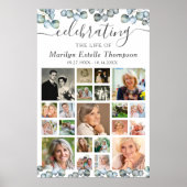 Herdenking 21 Foto Collage Eucalyptus Script Poster (Voorkant)