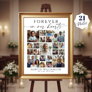 Herdenking 21 Foto Collage Voor altijd in onze Har Poster