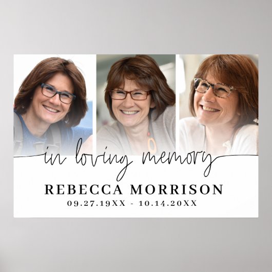 Herdenking 3 Foto's Script Ter Lieve Herinnering Poster (Voorkant)