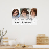 Herdenking 3 Foto's Script Ter Lieve Herinnering Poster (Keuken)