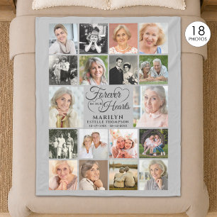 Herdenking FOREVER IN ONZE HARTEN 18 Foto Collage Fleece Deken