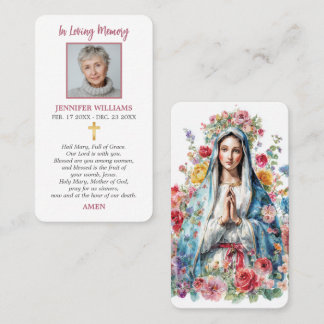 Herdenking Gebedskaart Maagd Maria Kruis Religieus Visitekaartje