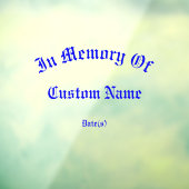 Herdenking: Giant Tribute Window Cling Raamsticker (Vel 3)