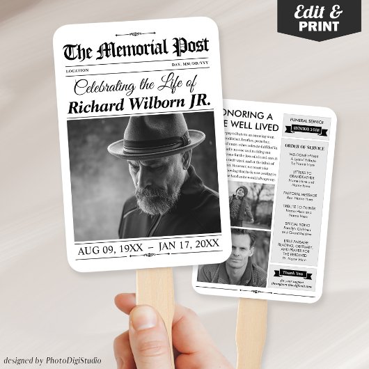 Herdenking Handventilatoren, Krant Uitvaartprogram Handwaaier