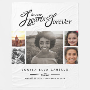 Herdenking in het hart voor altijd foto zwarte tek fleece deken