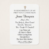 Herdenking Kaart van de eerste Heilige Communie op (Achterkant)