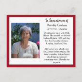 Herdenking Kaart voor begrafenis of gedenkteken (Voorkant)