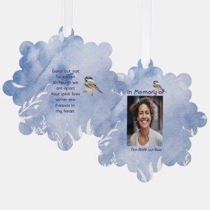 Herdenking Mees Vogel Winter Sneeuw Boom Ornament Kaart