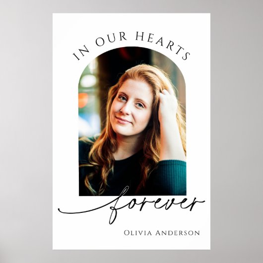 Herdenking of begrafenisfoto eerbetoon in ons hart poster (Voorkant)