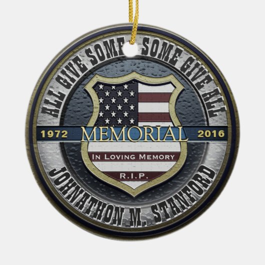 Herdenking politieagent keramisch ornament (Voorkant)