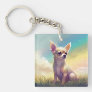 Herdenking van Chihuahua Dog Memorial Rainbow Brid Sleutelhanger