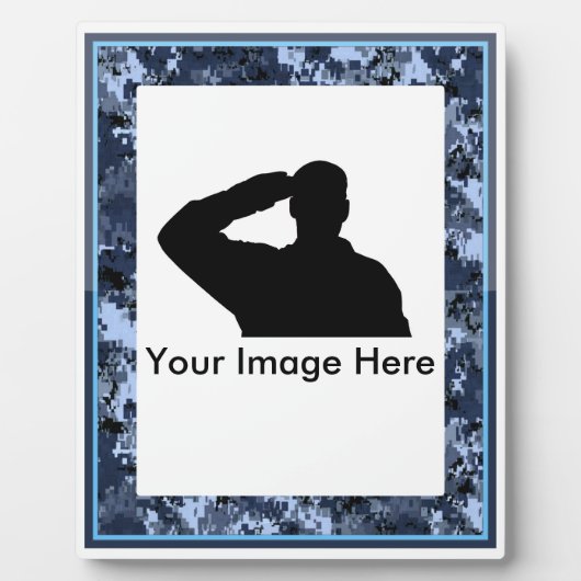 Herdenking van de blauwe militaire camo Plaque Fotoplaat (Voorkant)