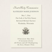 Herdenking van de Eerste Heilige Communie van Eleg Visitekaartje (Achterkant)