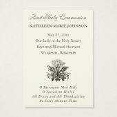 Herdenking van de Eerste Heilige Communie van Eleg Visitekaartje (Achterkant)